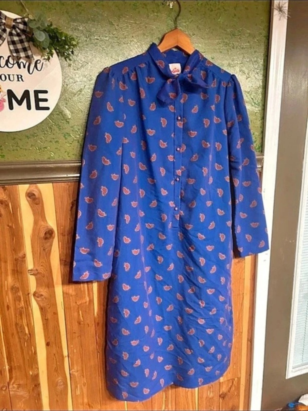 ChinWutis Paisley Bow Midi Dress in Blue Size 16 Like New